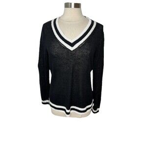 Talbots Sweater Womens Sz L Linen Knit Lightweight V Neck Coastal